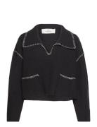 Cropped Wool Polo Tops Knitwear Jumpers Black Les Coyotes De Paris