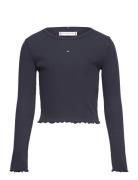 Essential Rib Top L/S Tops T-shirts Long-sleeved T-Skjorte Navy Tommy ...