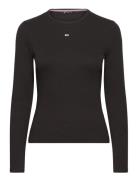 Tjw Slim Essential Rib Ls Tops T-shirts & Tops Long-sleeved Black Tomm...