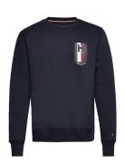 H Emblem Crewneck Tops Sweatshirts & Hoodies Sweatshirts Navy Tommy Hi...