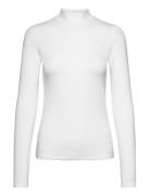 Cotton Modal Mock Neck Ls Top Tops T-shirts & Tops Long-sleeved White ...