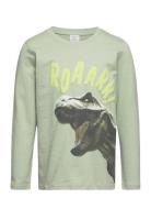 Top Ls Dino Placed Tops T-shirts Long-sleeved T-Skjorte Green Lindex