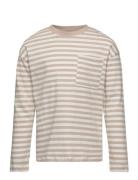 Striped Long Sleeves T-Shirt Tops T-shirts Long-sleeved T-Skjorte Beig...