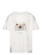 Embroidered Details Print T-Shirt Tops T-Kortærmet Skjorte White Mango