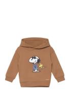 Snoopy Textured Sweatshirt Tops Sweatshirts & Hoodies Hoodies Brown Ma...