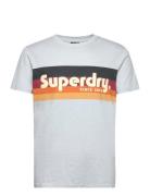 Cali Striped Logo T Shirt Tops T-Kortærmet Skjorte Blue Superdry
