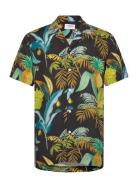 Resort Viscose Shirt S/S Tops Shirts Short-sleeved Navy Lindbergh