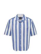 Onstes Rlx Ctn Slub Stripe Ss Shirt Noos Tops Shirts Short-sleeved Blu...