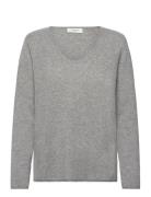 Cashmere V-Neck Tops Knitwear Jumpers Grey Rosemunde