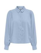 Onlcaro L/S Linen Bl Puff Shirt Cc Pnt Tops Shirts Long-sleeved Blue O...