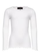 Beatha Silk T-Shirt W/ Lace Tops T-shirts Long-sleeved T-Skjorte White...