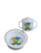 Bamse, Bowl And Cup, White/Blue Home Meal Time Dinner Sets Blue Rätt S...