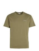 Micro Logo Interlock T-Shirt Tops T-Kortærmet Skjorte Khaki Green Calv...