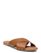 Pcvuma Leather Sandal Flade Sandaler Brown Pieces