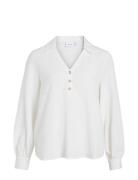 Viprisilla V-Neck L/S Shirt Tops Shirts Long-sleeved White Vila
