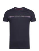 Stripe Chest Tee Tops T-Kortærmet Skjorte Blue Tommy Hilfiger