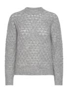 Saanour Pointelle Sweater 7355 Tops Knitwear Jumpers Grey Samsøe Samsø...