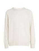 Recycled Wool Comfort Sweater Tops Knitwear Round Necks White Calvin K...