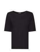 Linen Blend T-Shirt Tops T-Kortærmet Skjorte Black Esprit Casual
