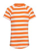 Striped Print T-Shirt Tops T-shirts & Tops Short-sleeved Orange Mango