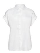 Linen Dolman-Sleeve Shirt Tops Shirts Short-sleeved White Lauren Women