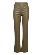 Slkaylee Straight Pants Bottoms Trousers Leather Leggings-Bukser Green...