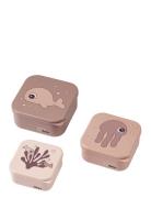 Snack Box Set 3 Pcs Sea Friends Powder Home Meal Time Lunch Boxes Pink...