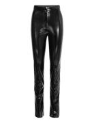 Patent Coated Pants Bottoms Trousers Leather Leggings-Bukser Black ROT...