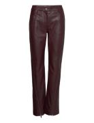 Leather Zipper Detail Pants Bottoms Trousers Leather Leggings-Bukser B...