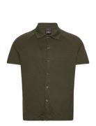 Albin Reg Shirt S-S Designers Shirts Short-sleeved Green Oscar Jacobso...