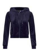 Velour Hoodie Tops Sweatshirts & Hoodies Hoodies Blue Gina Tricot