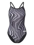 Women's Swimsuit Lightdrop Back Marbled Black-Blac Sport Swimsuits Bla...