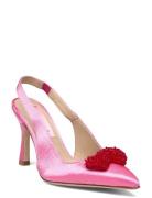Ayanna Satin Heart Shoes Heels Pumps Sling Backs Pink Custommade