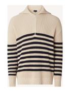 Tom Dry Cotton Half-Zip Sweater Tops Knitwear Half Zip Jumpers Cream L...