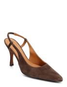 Suede-85Mm Prc Sl-Pm-Slg Shoes Heels Pumps Sling Backs Brown Polo Ralp...