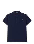 Emilio Polo Tops Knitwear Short Sleeve Knitted Polos Blue Pompeii
