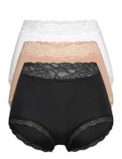 Brief 3 Pack Emelie Lace High Hipsters Undertøj Black Lindex