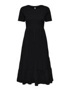 Carmay Life S/S Peplum Calf Dress Jrs Knælang Kjole Black ONLY Carmako...