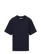 Cropped Mock Neck Rib T-Shirt Tops T-Kortærmet Skjorte Navy Tom Tailor