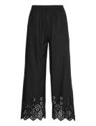 Cotton Trousers W/ Embroidery Bottoms Trousers Wide Leg Black Rosemund...