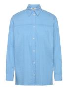 Crinckle Pop Vinny Shirt Tops Shirts Long-sleeved Blue Mads Nørgaard