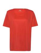 Damen Top Kurzarmummer Red Tops T-shirts & Tops Short-sleeved Red Cali...