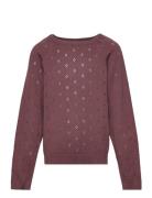 Knit Pullover Mira Tops Knitwear Pullovers Burgundy Wheat