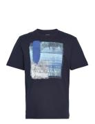 Printed T-Shirt Tops T-Kortærmet Skjorte Blue Tom Tailor