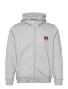 Reg Retro Shield Zip Hoodie Tops Sweatshirts & Hoodies Hoodies Grey GA...