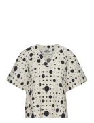 Chakra Tera Top Aop Tops Shirts Short-sleeved White Mads Nørgaard