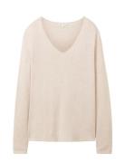 Sweater Basic V-Neck Tops Knitwear Jumpers Beige Tom Tailor