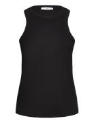 Ribbed Cotton-Blend Top Tops T-shirts & Tops Sleeveless Black Mango