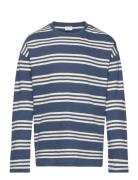 Top Ls Essential Stripe Tops T-shirts Long-sleeved T-Skjorte Blue Lind...