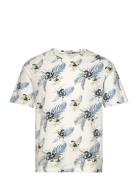 Jjchill Aop Tee Ss Crew Neck Tops T-Kortærmet Skjorte White Jack & J S